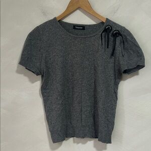 Sinequanone wool button and bow-detail knitted tshirt size small